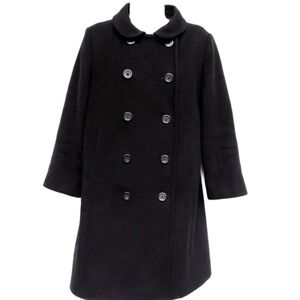 J.Crew Women’s black pea coat with Peter Pan collar Sz 4 soft wool w/satin lined